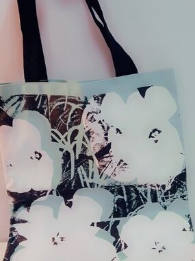 MUSEUM OF MODERN ART Warhol Floral Print Canvas Tote Bag in Light Blue and Black